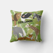 可愛いパーソナライズされたジャングル動物サファリ少年 |少女 クッション (裏面)