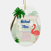 可愛いパーソナライズされたジャングル動物レモネードスタンド セラミックオーナメント (裏面)