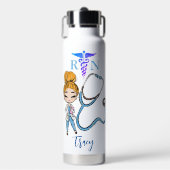 可愛いパーソナライズされたナースモノグラムギフト ウォーターボトル (正面)