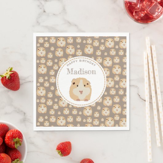 可愛いパーソナライズされたハムスターパターン誕生日パーティー スタンダードランチョンナプキン (インサイチュ)