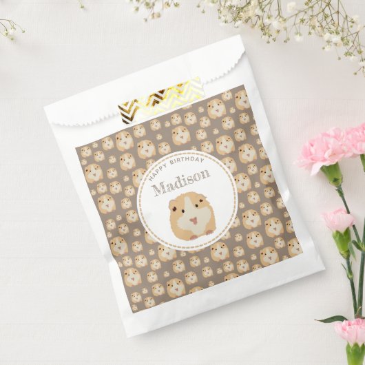 可愛いパーソナライズされたハムスターパターン誕生日パーティー フェイバーバッグ (封をした状態)