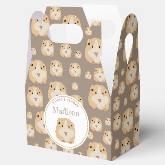 可愛いパーソナライズされたハムスターパターン誕生日パーティー フェイバーボックス (オープン)