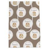 可愛いパーソナライズされたハムスターパターン誕生日パーティー ミディアムペーパーバッグ (裏面)