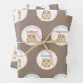 可愛いパーソナライズされたハムスターパターン誕生日パーティー ラッピングペーパーシート (インサイチュ)