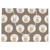 可愛いパーソナライズされたハムスターパターン誕生日パーティー ラージペーパーバッグ (裏面)