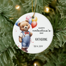 可愛いパーソナライズされたバレンタインデー水彩熊 セラミックオーナメント