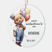 可愛いパーソナライズされたバレンタインデー水彩熊 セラミックオーナメント (左)