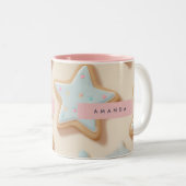 可愛いパーソナライズされたパステルスターCookieパターン ツートーンマグカップ (正面右)