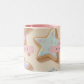 可愛いパーソナライズされたパステルスターCookieパターン ツートーンマグカップ (中央)
