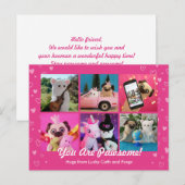 可愛いパーソナライズされたピンクハートフォトコラージュ ポストカード (正面/裏面)