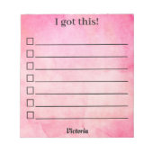 可愛いパーソナライズされたピンク ノートパッド (正面)