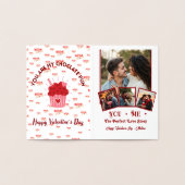 可愛いパーソナライズされたフォトバレンタインデー 箔カード (内部)