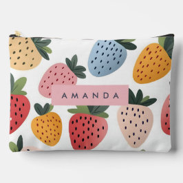 可愛いパーソナライズされたフルーツいちご柄 アクセサリーポーチ