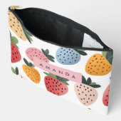 可愛いパーソナライズされたフルーツいちご柄 アクセサリーポーチ (見開き)