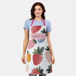 可愛いパーソナライズされたフルーツいちご柄 エプロン
