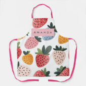 可愛いパーソナライズされたフルーツいちご柄 エプロン (正面)
