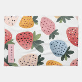 可愛いパーソナライズされたフルーツいちご柄 キッチンタオル (横)