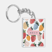 可愛いパーソナライズされたフルーツいちご柄 キーホルダー (正面左)