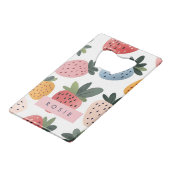 可愛いパーソナライズされたフルーツいちご柄 クレジットカード栓抜き (正面アングル)