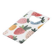 可愛いパーソナライズされたフルーツいちご柄 クレジットカード栓抜き (裏面アングル)