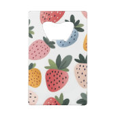 可愛いパーソナライズされたフルーツいちご柄 クレジットカード栓抜き (裏面)