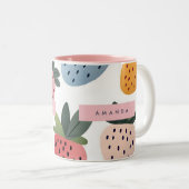 可愛いパーソナライズされたフルーツいちご柄 ツートーンマグカップ (正面右)