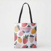 可愛いパーソナライズされたフルーツいちご柄 トートバッグ (正面)