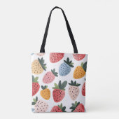 可愛いパーソナライズされたフルーツいちご柄 トートバッグ (裏面)