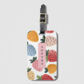 可愛いパーソナライズされたフルーツいちご柄 ラゲッジタグ (正面縦)