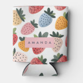 可愛いパーソナライズされたフルーツいちご柄 缶クーラー (正面)