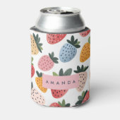 可愛いパーソナライズされたフルーツいちご柄 缶クーラー (缶裏面)