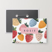 可愛いパーソナライズされたフルーツいちご柄 缶バッジ (正面/裏面)