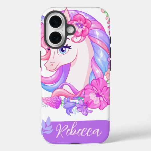 可愛いパーソナライズされたフローラカラフルユニコーン Case-Mate iPhoneケース (裏面)