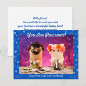 可愛いパーソナライズされたブルースタイリッシュハート写真 ポストカード (正面/裏面)