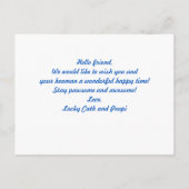 可愛いパーソナライズされたブルースタイリッシュハート写真 ポストカード (裏面)