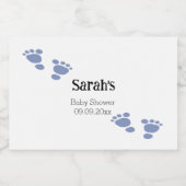 可愛いパーソナライズされたブルーフットプリント赤ちゃんシャワーミニ リキュールボトルラベル (シングルラベル)