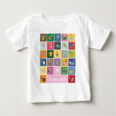 可愛いパーソナライズされたベビーガール動物アルファベット ベビーTシャツ (正面)
