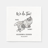 可愛いパーソナライズされたペット結婚ネコ スタンダードカクテルナプキン (正面)