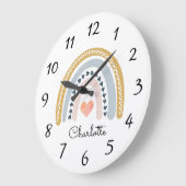 可愛いパーソナライズされたボホウォーター色レインボーラージCl ラージ壁時計 (傾斜)