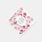 可愛いパーソナライズされたボホピンクウォーターフローラ スタンダードカクテルナプキン (角)