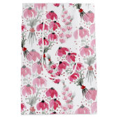 可愛いパーソナライズされたボホピンクウォーターフローラ ミディアムペーパーバッグ (裏面)