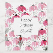 可愛いパーソナライズされたボホピンクウォーターフローラ ワインラベル (シングルラベル)