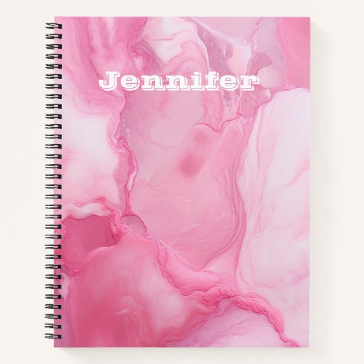 可愛いパーソナライズされたミニマルなピンクのレトロスパイラル ノートブック (正面)