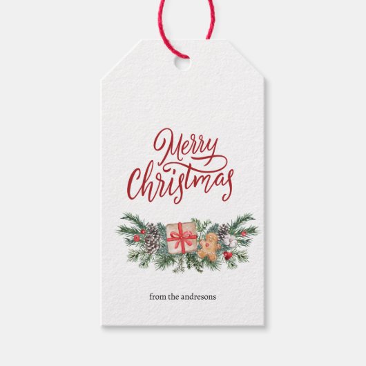 可愛いパーソナライズされたメリークリスマス ギフトタグ (正面)