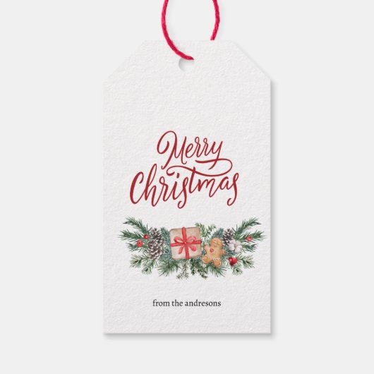 可愛いパーソナライズされたメリークリスマス ギフトタグ (裏面)