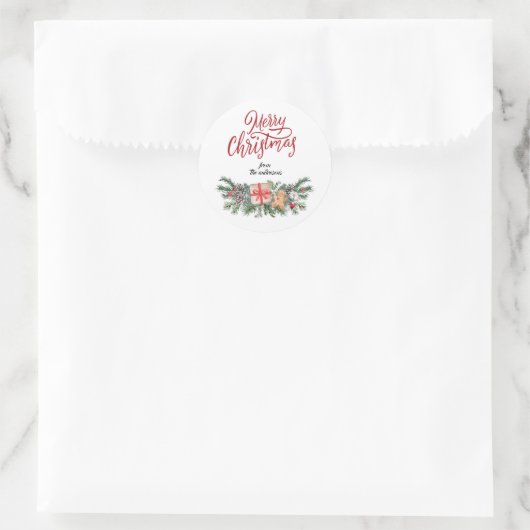 可愛いパーソナライズされたメリークリスマス ラウンドシール (バッグ)