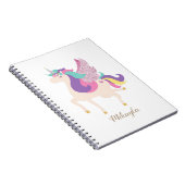 可愛いパーソナライズされたユニコーンのミニマル主義者 ノートブック (右側)