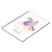 可愛いパーソナライズされたユニコーンのミニマル主義者 ノートブック (左側)