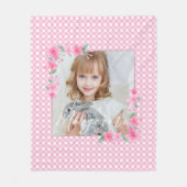 可愛いパーソナライズされたワンフォトピンク フリースブランケット (正面)