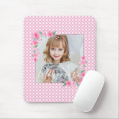 可愛いパーソナライズされたワンフォトピンク マウスパッド (マウス)